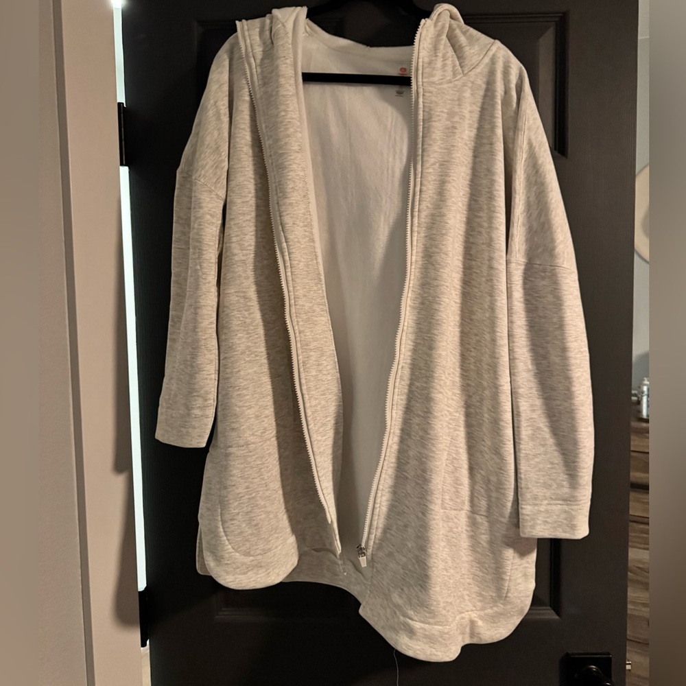 Long light Grey Zip Up